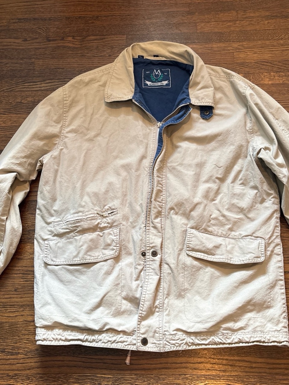 Members Only Beige Field Jacket with Navy Lining